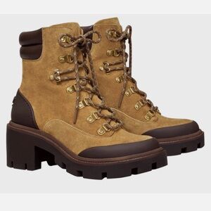 Excellent Like New! Tory Burch Lug Sole Lace-Up Boots, Size 6.5